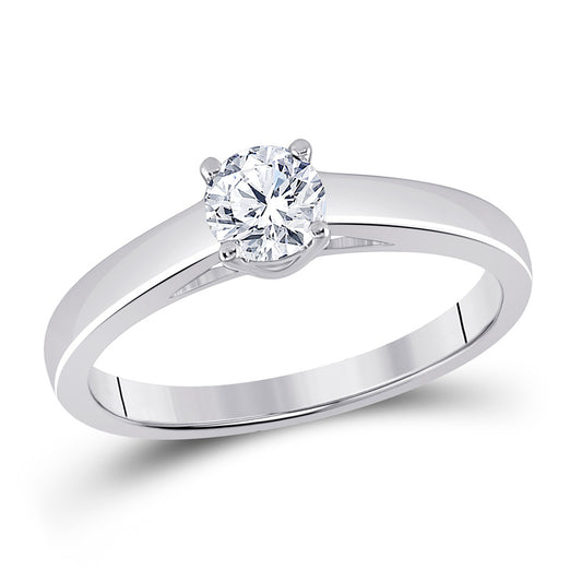14K White Gold Round Diamond Solitaire Bridal Wedding Engagement Ring 1/2 Cttw, Womens Size: 5-10