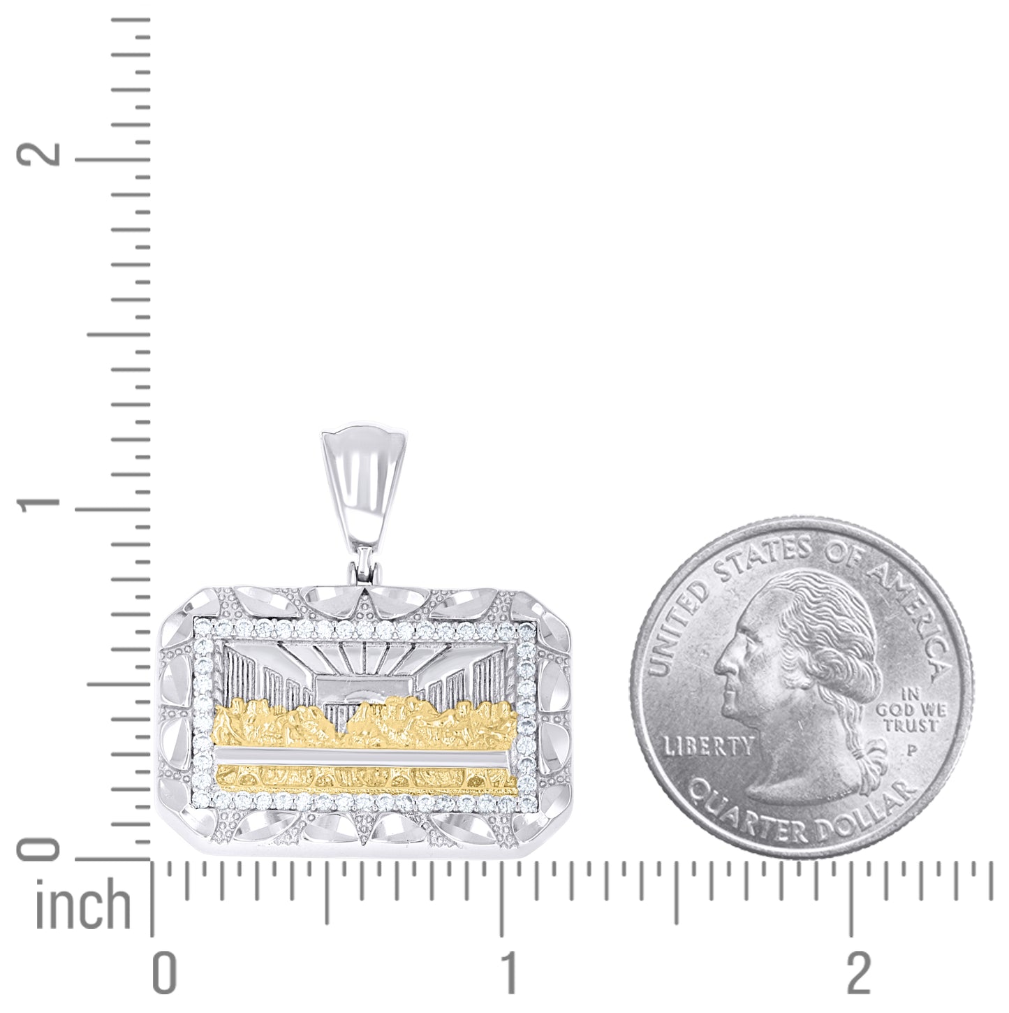 Sterling Silver Yellow-tone Men Cubic-Zirconia Nugget Last Supper Religious Charm Pendant – Elegant Jewelry Gift for Birthday, Anniversary, Engagement, Wedding