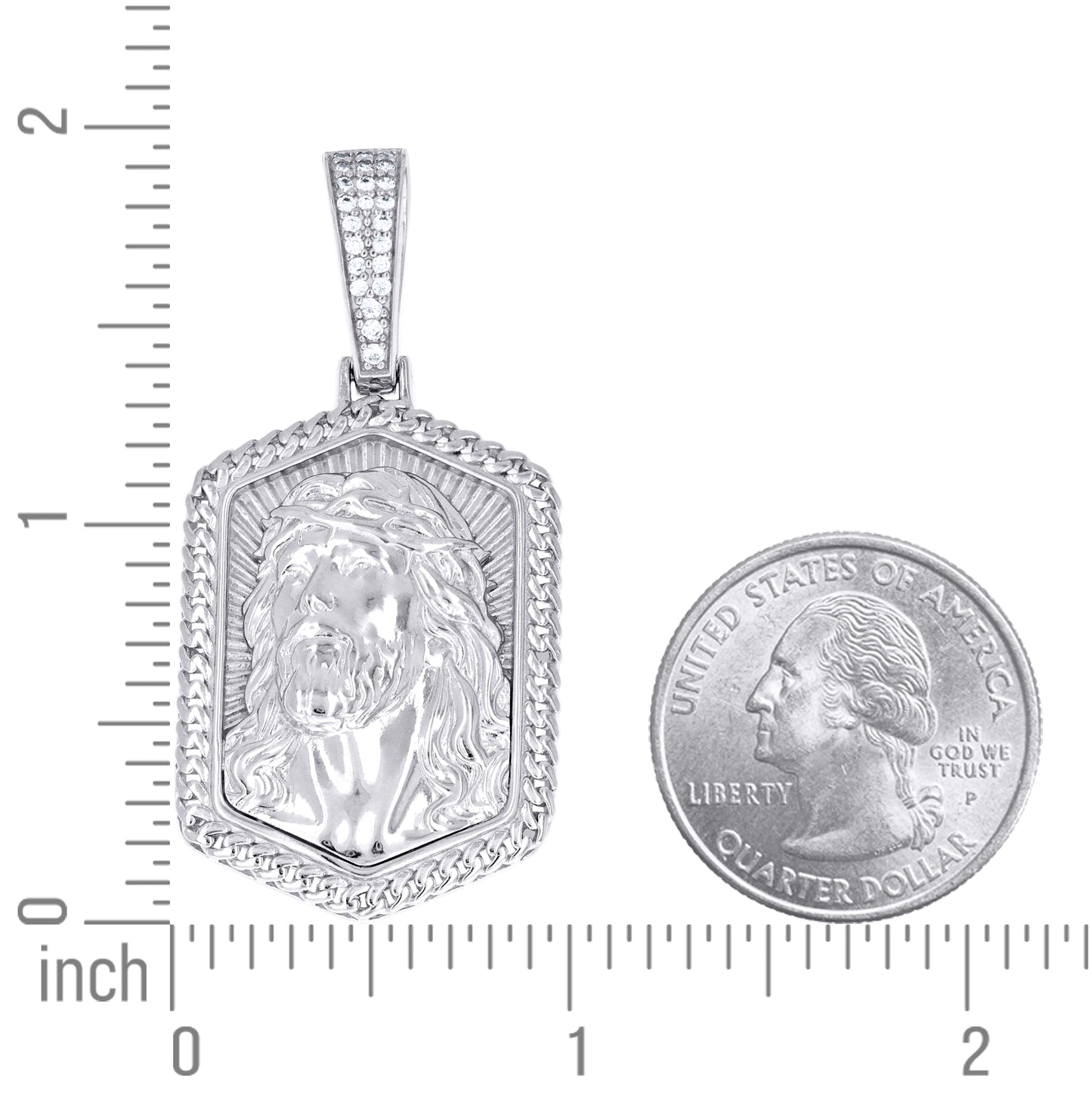 Sterling Silver Men Cubic-Zirconia Jesus Religious Charm Pendant – Elegant Jewelry Gift for Birthday, Anniversary, Engagement, Wedding