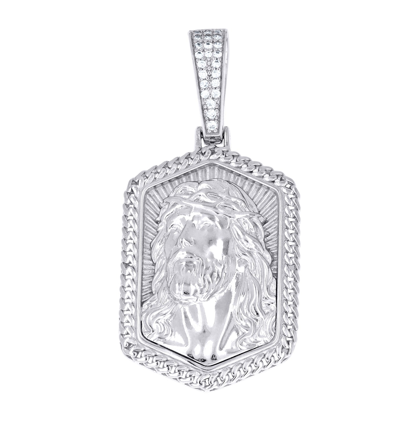 Sterling Silver Men Cubic-Zirconia Jesus Religious Charm Pendant – Elegant Jewelry Gift for Birthday, Anniversary, Engagement, Wedding
