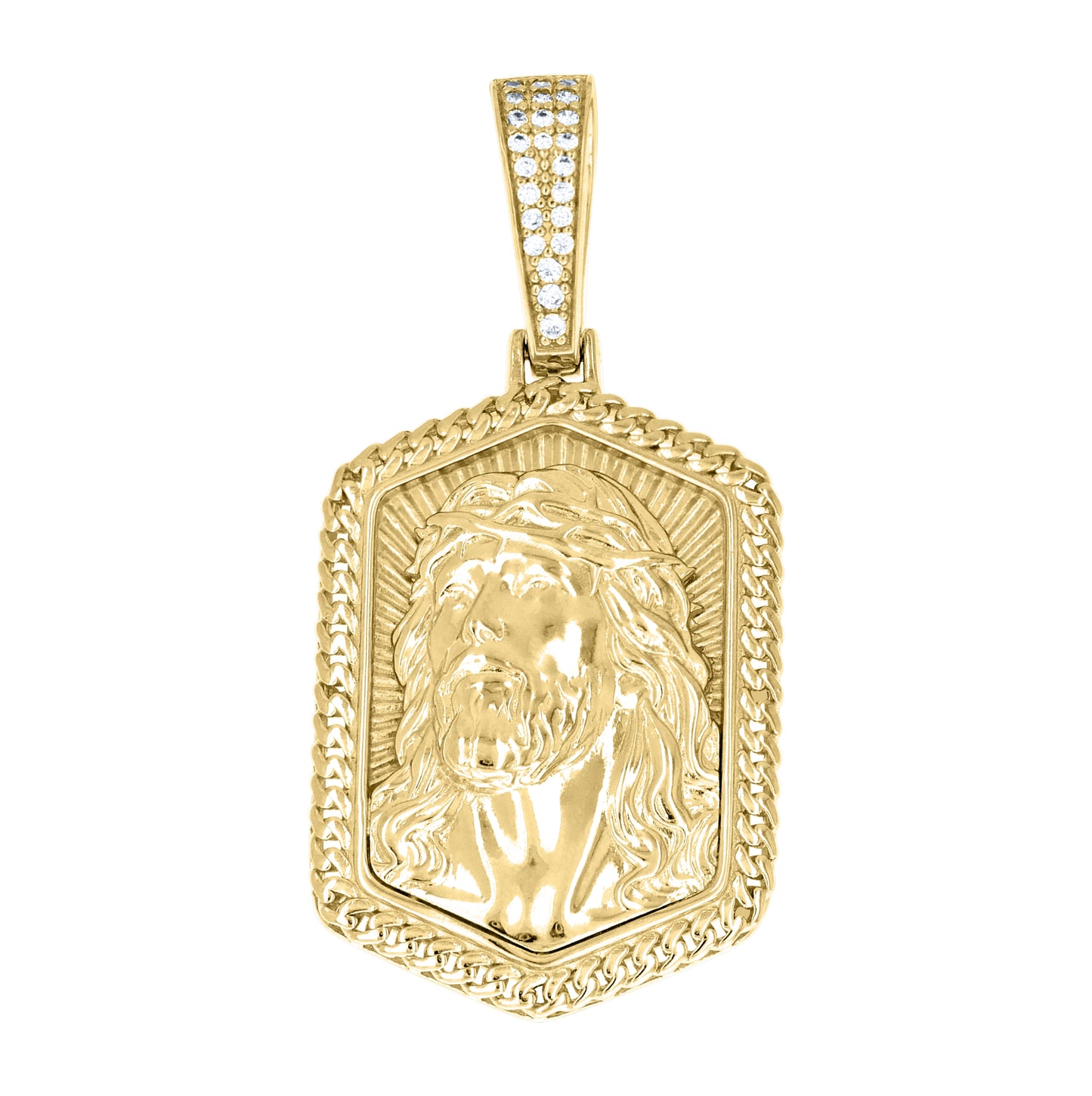 Sterling Silver Men Cubic-Zirconia Jesus Religious Charm Pendant – Elegant Jewelry Gift for Birthday, Anniversary, Engagement, Wedding