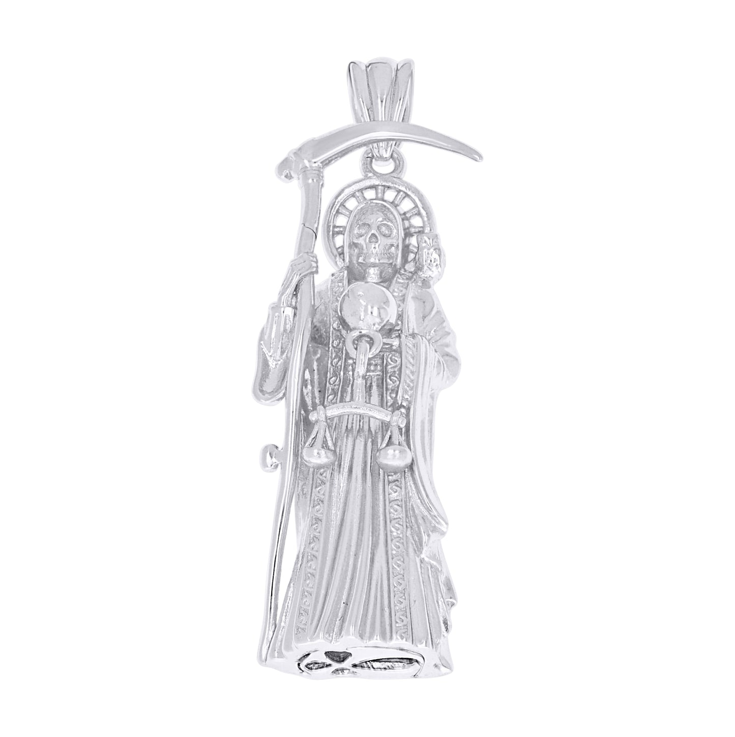 Sterling Silver Men Grim Reaper Death Angel Religious Charm Pendant – Elegant Jewelry Gift for Birthday, Anniversary, Engagement, Wedding