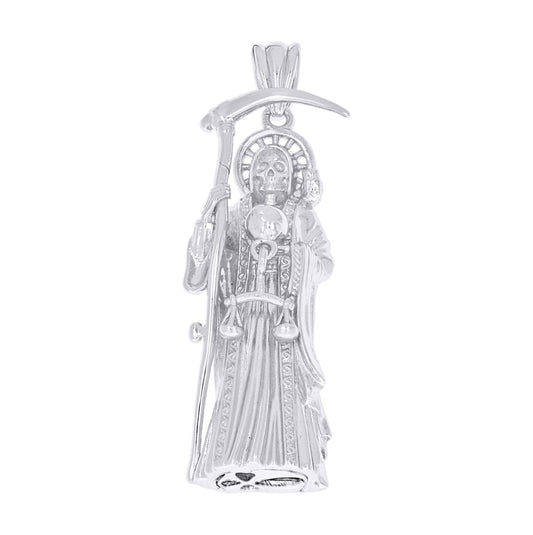 Sterling Silver Men Grim Reaper Death Angel Religious Charm Pendant – Elegant Jewelry Gift for Birthday, Anniversary, Engagement, Wedding