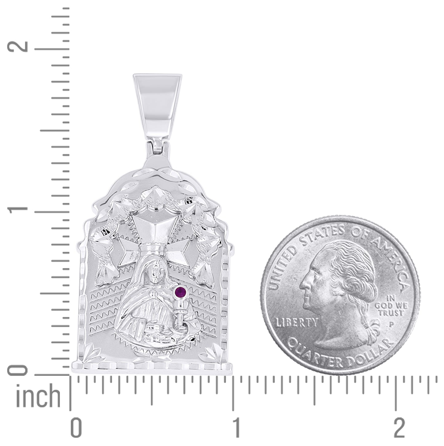 Sterling Silver Men Purple Cubic-Zirconia St. Barbara Religious Charm Pendant – Elegant Jewelry Gift for Birthday, Anniversary, Engagement, Wedding