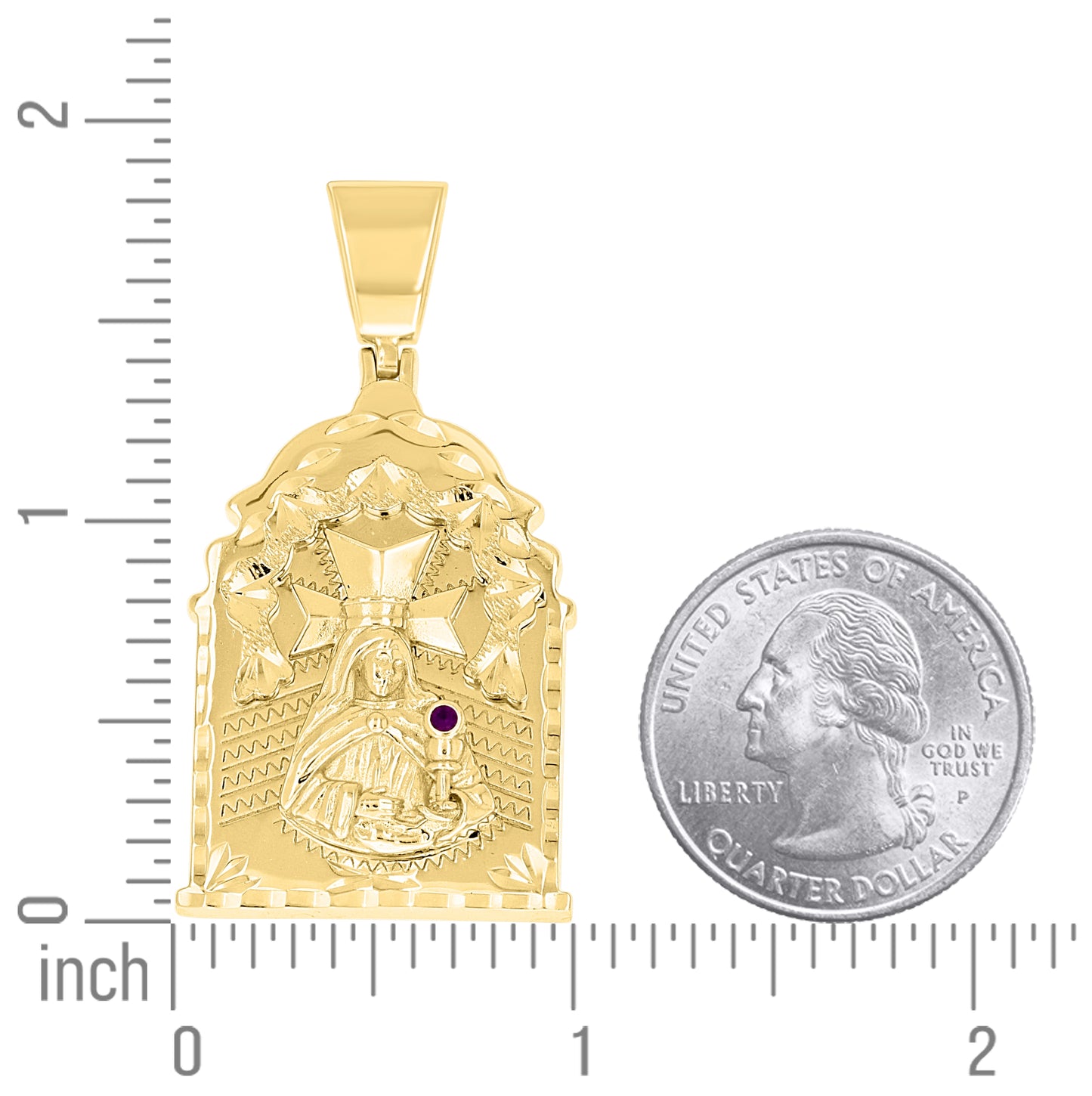 Sterling Silver Men Purple Cubic-Zirconia St. Barbara Religious Charm Pendant – Elegant Jewelry Gift for Birthday, Anniversary, Engagement, Wedding