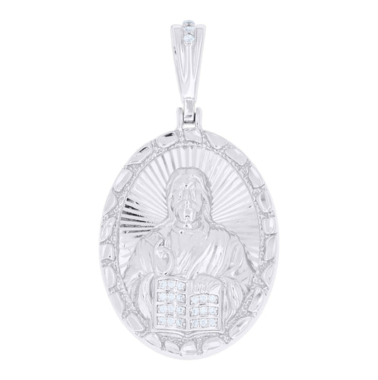 Sterling Silver Unisex Cubic-Zirconia Jesus Religious Pendant – Elegant Jewelry Gift for Birthday, Anniversary, Engagement, Wedding