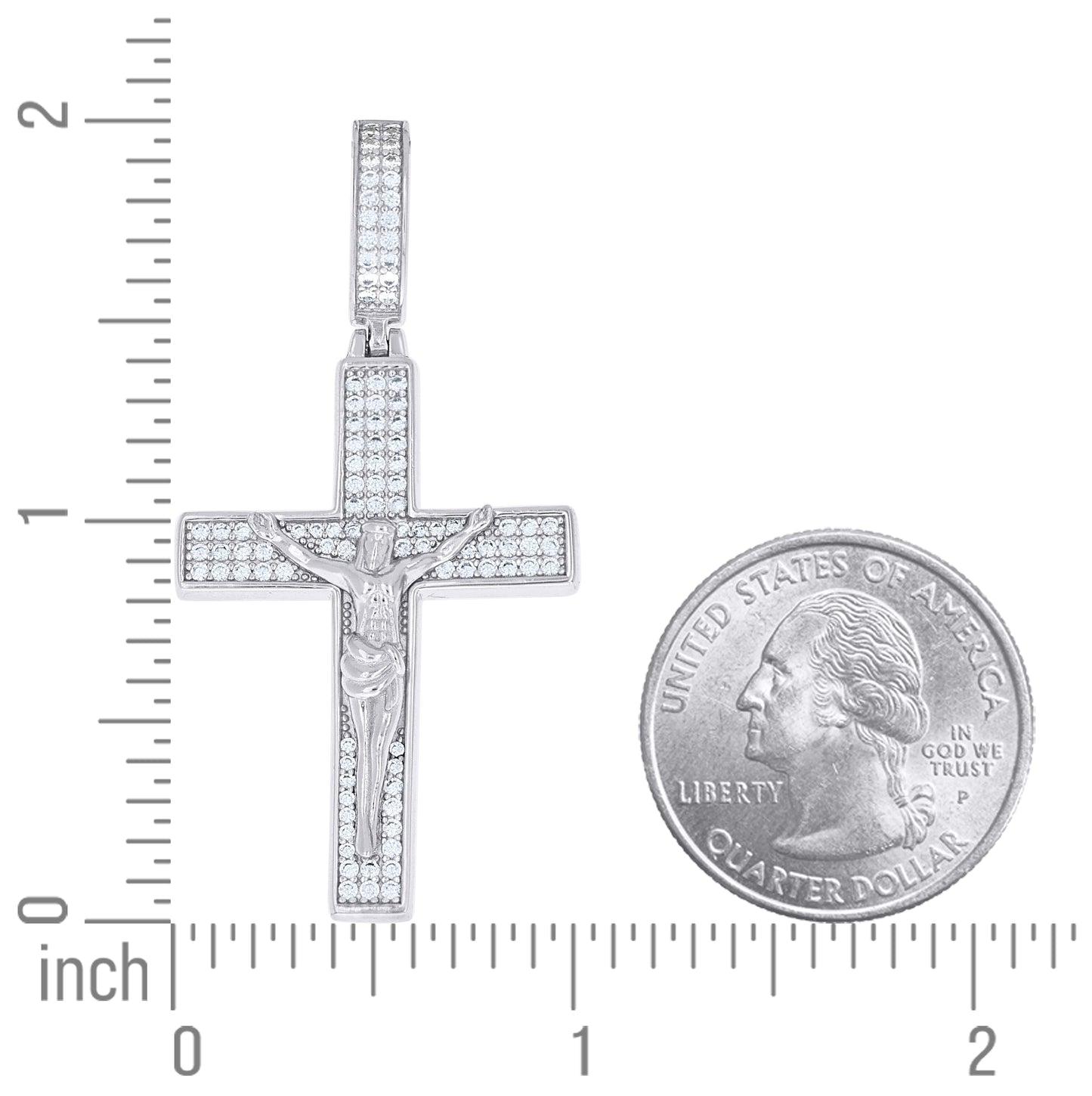 Sterling Silver Unisex Cubic-Zirconia Crucifix Cross Religious Charm Pendant – Elegant Jewelry Gift for Birthday, Anniversary, Engagement, Wedding