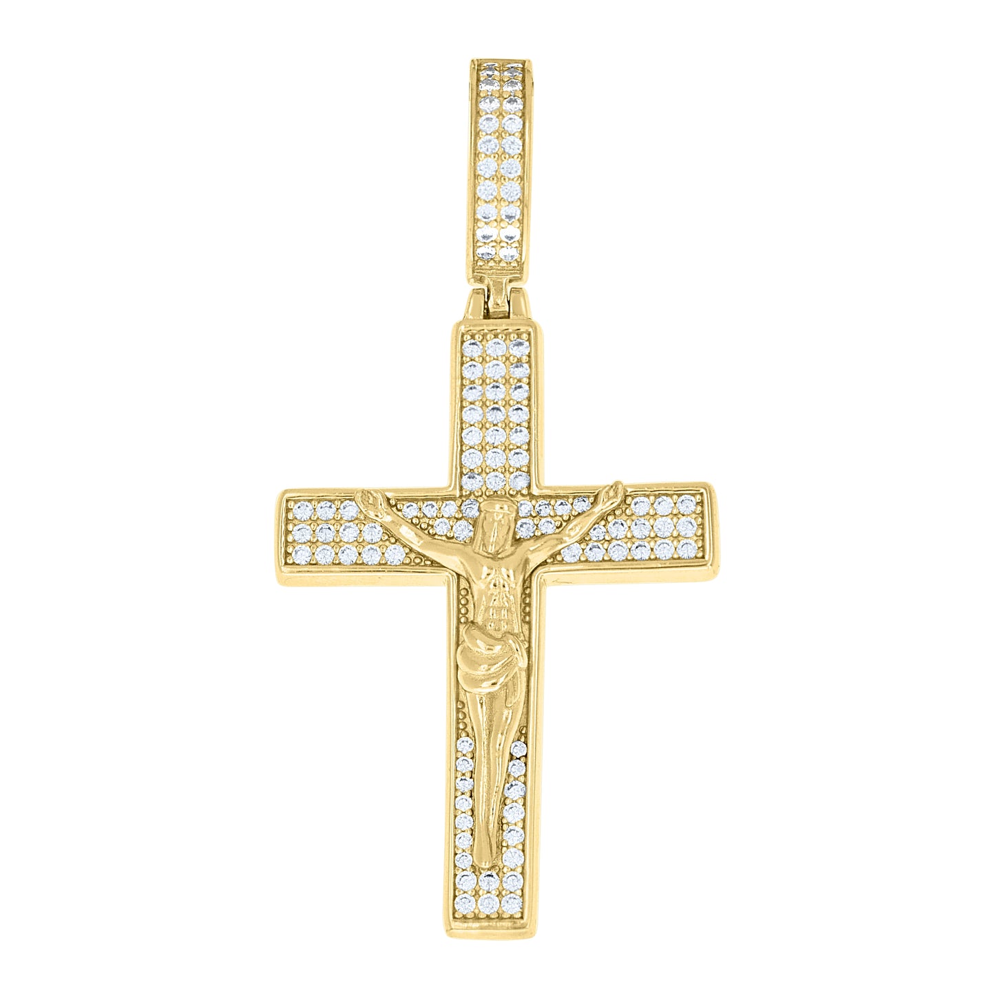 Sterling Silver Unisex Cubic-Zirconia Crucifix Cross Religious Charm Pendant – Elegant Jewelry Gift for Birthday, Anniversary, Engagement, Wedding