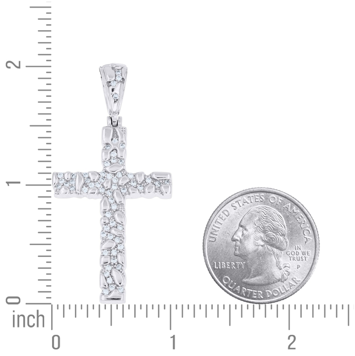 Sterling Silver Unisex Cubic-Zirconia Nugget Cross Religious Pendant – Elegant Jewelry Gift for Birthday, Anniversary, Engagement, Wedding