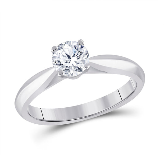 14K White Gold Round Diamond Solitaire Bridal Wedding Engagement Ring 3/4 Cttw, Womens Size: 5-10
