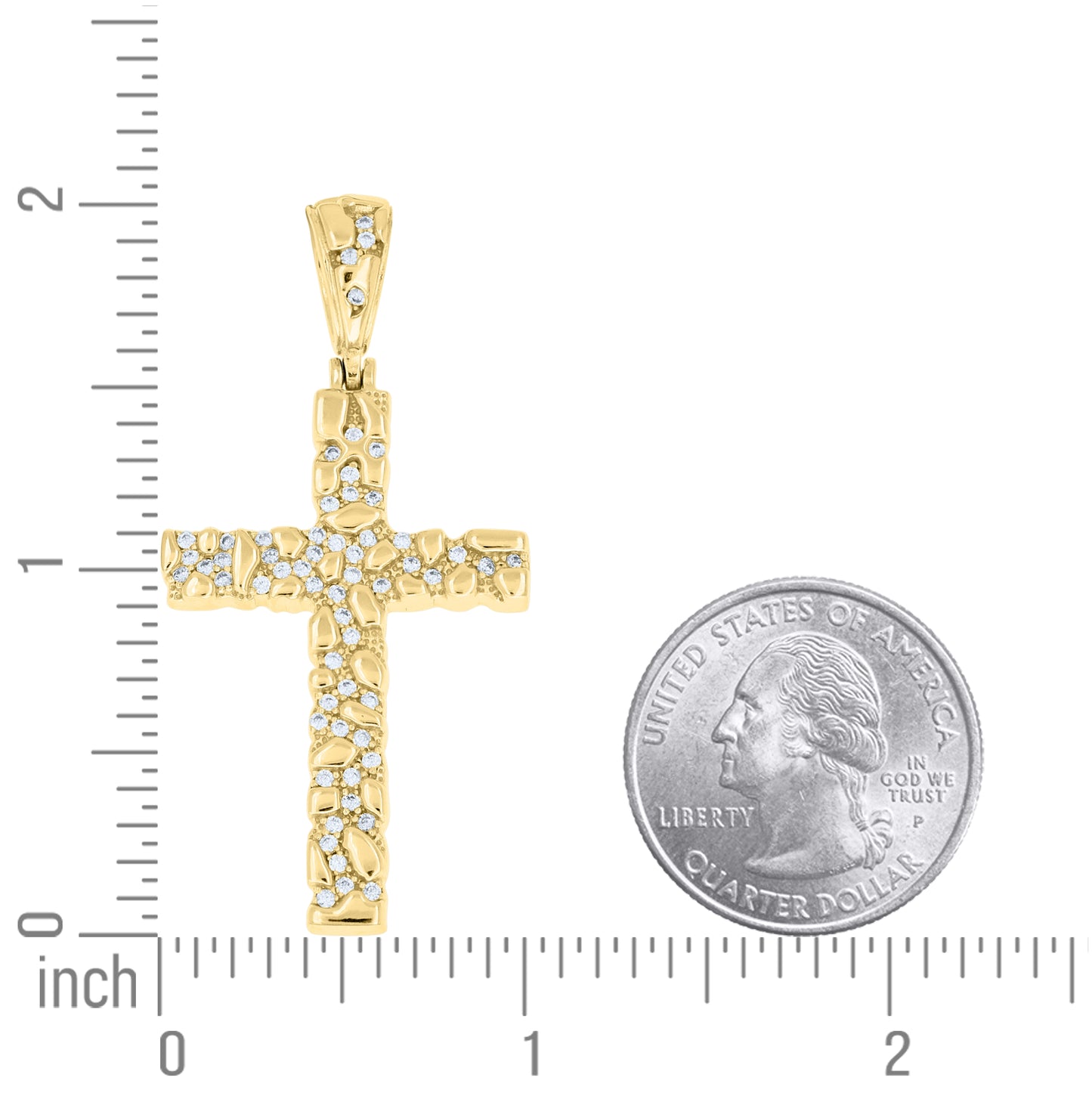 Sterling Silver Unisex Cubic-Zirconia Nugget Cross Religious Pendant – Elegant Jewelry Gift for Birthday, Anniversary, Engagement, Wedding