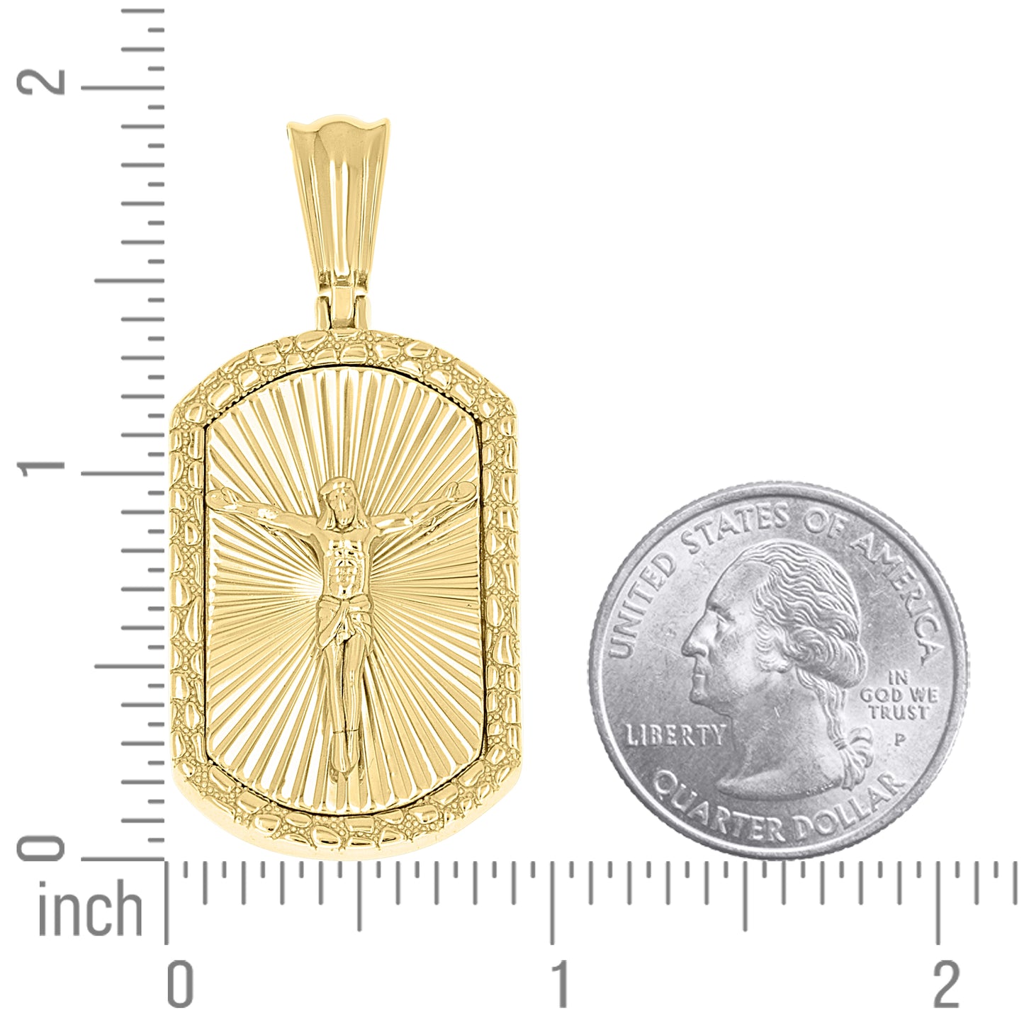 Sterling Silver Yellow-tone Men Nugget Dog Tag Crucifix Religious Charm Pendant – Elegant Jewelry Gift for Birthday, Anniversary, Engagement, Wedding