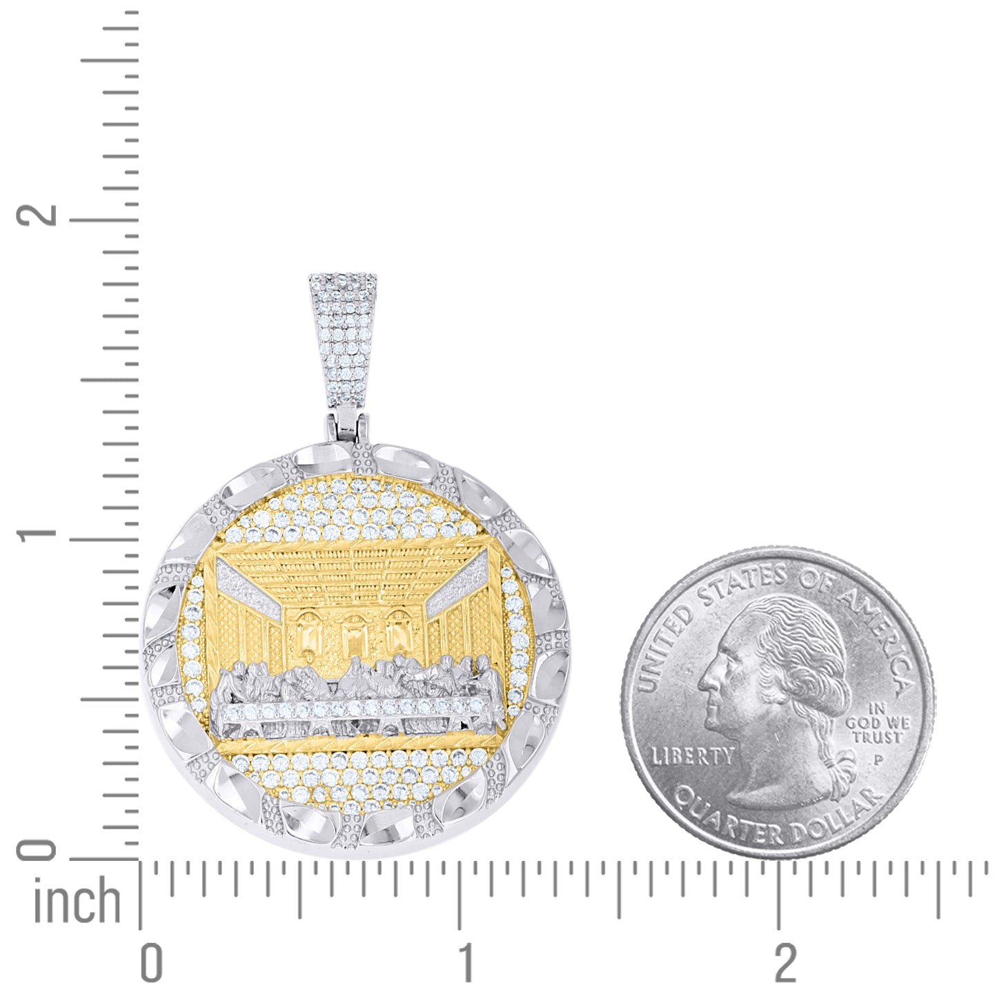 Sterling Silver Yellow-tone Men Cubic-Zirconia Last Supper Religious Charm Pendant – Elegant Jewelry Gift for Birthday, Anniversary, Engagement, Wedding