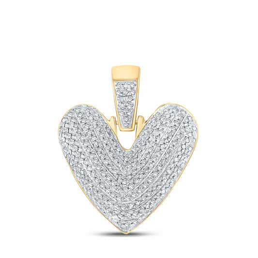 10K Yellow Gold Mens Round Diamond Bubble V Letter Charm Pendant 5/8 Cttw