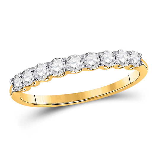 14K Yellow Gold Womens Round Diamond Single Row Band Ring 1/2 Cttw, Womens Size: 5-10