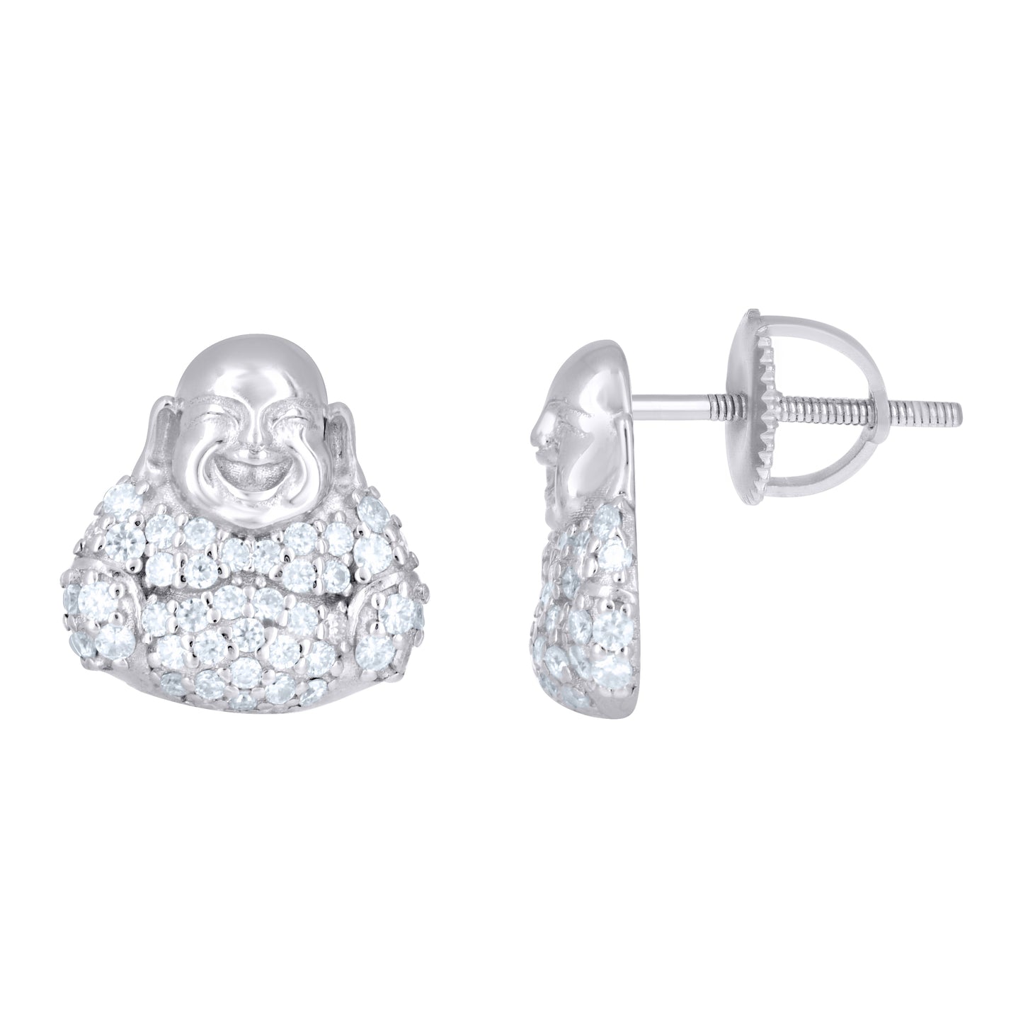 Sterling Silver Womens Moissanite Buddha Religious Stud Earrings– Elegant Jewelry Gift for Birthday, Anniversary, Engagement, Wedding
