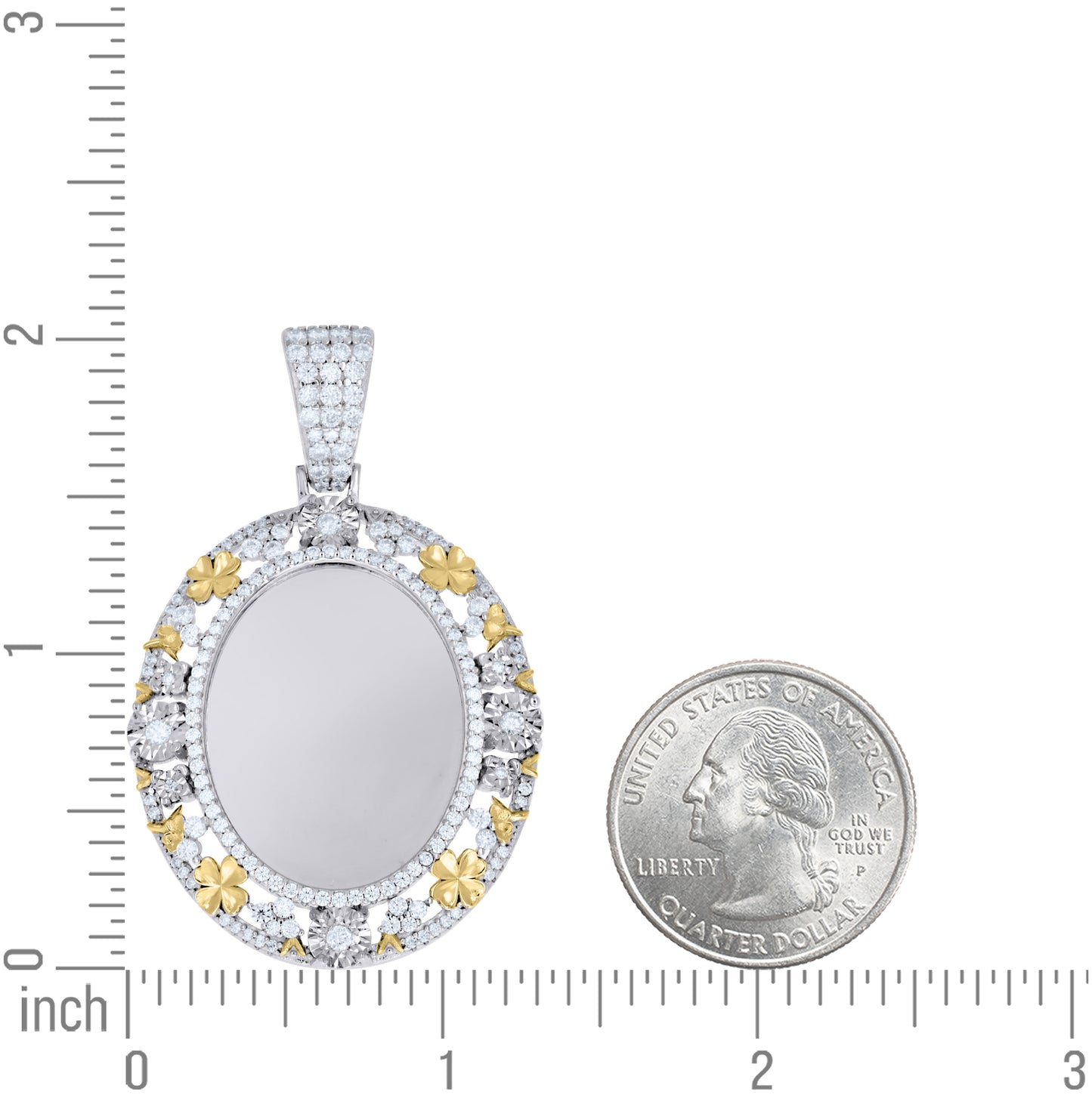 Sterling Silver Mens Moissanite Floral Border Oval Photo Frame Pendant – Elegant Jewelry Gift for Birthday, Anniversary, Engagement, Wedding