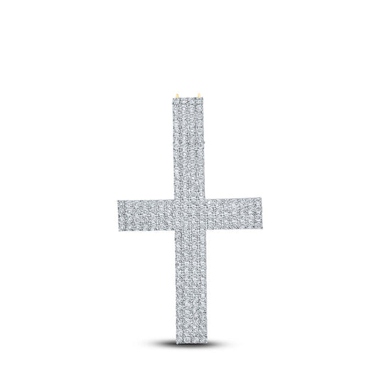 10K Yellow Gold Mens Round Diamond Cross Charm Pendant 7/8 Cttw