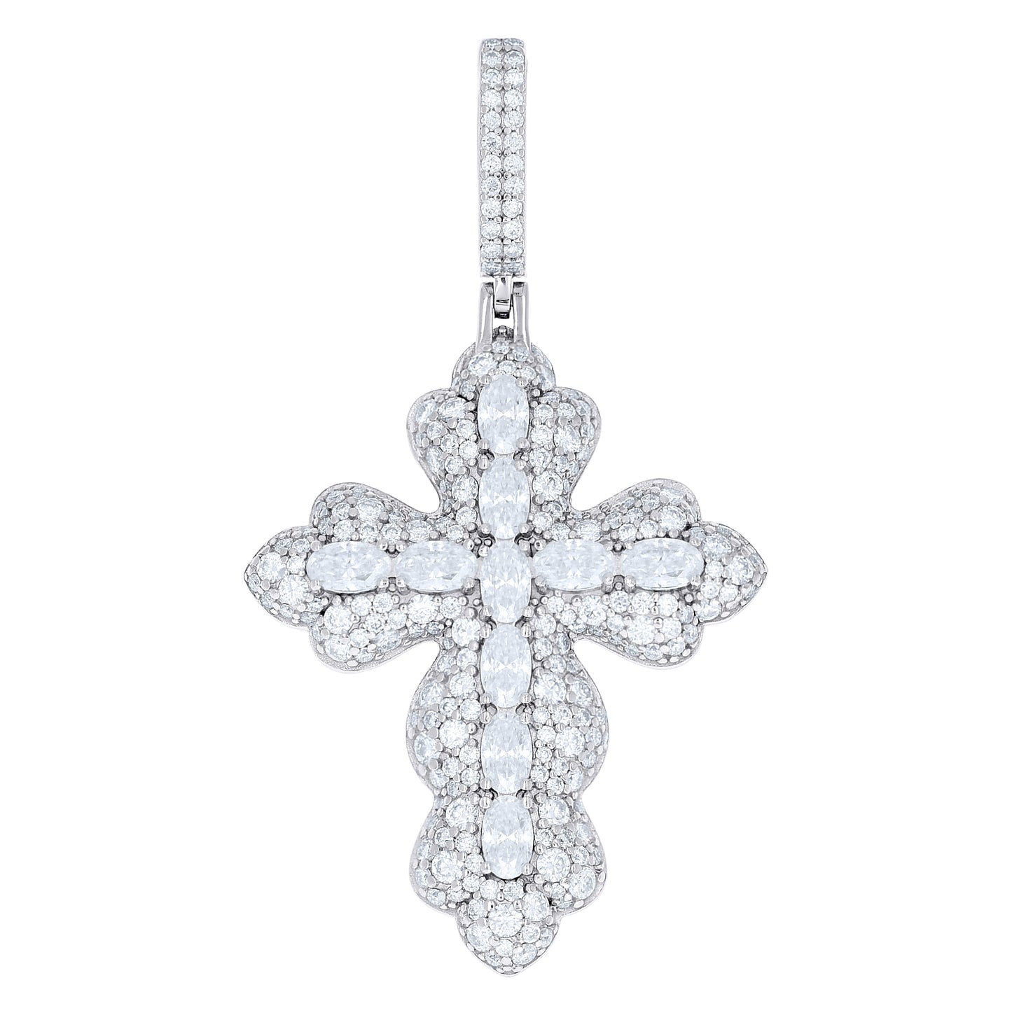 Sterling Silver Womens Oval Round Moissanite Cross Religious Pendant – Elegant Jewelry Gift for Birthday, Anniversary, Engagement, Wedding