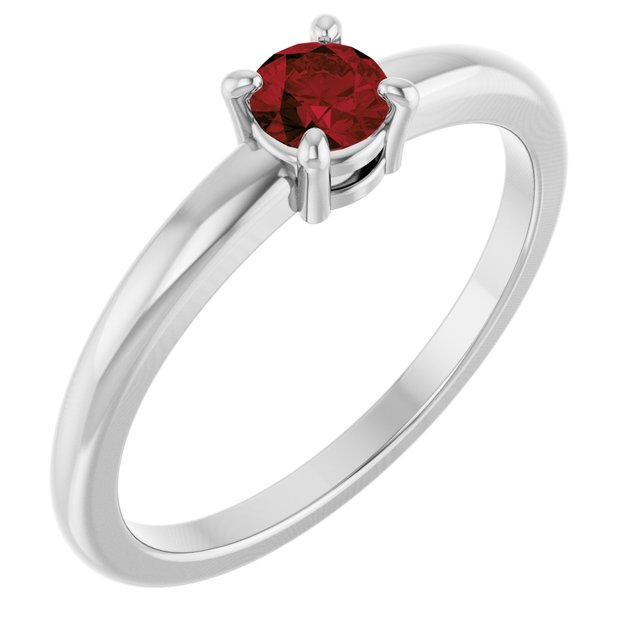 14K Yellow Or White Gold Or Sterling Silver Round 4 Mm Polished Natural Solitaire Ring