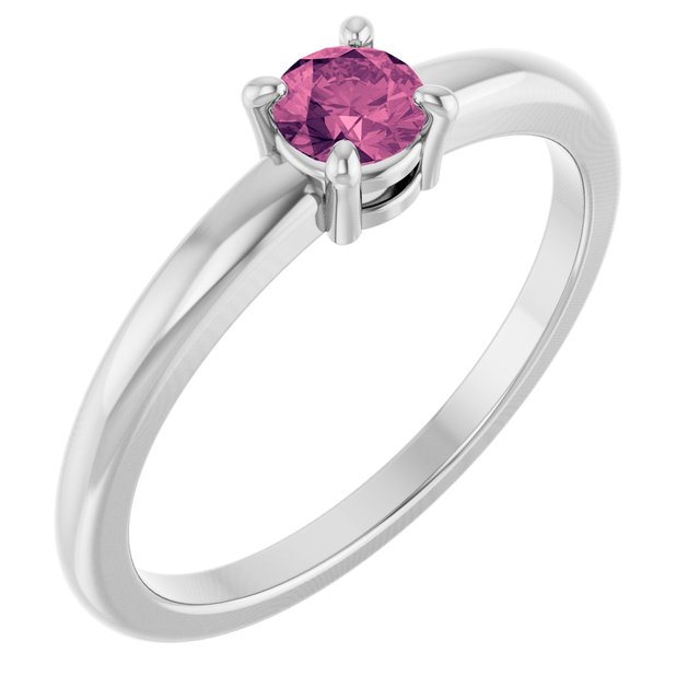 14K Yellow Or White Gold Or Sterling Silver Round 4 Mm Polished Natural Solitaire Ring