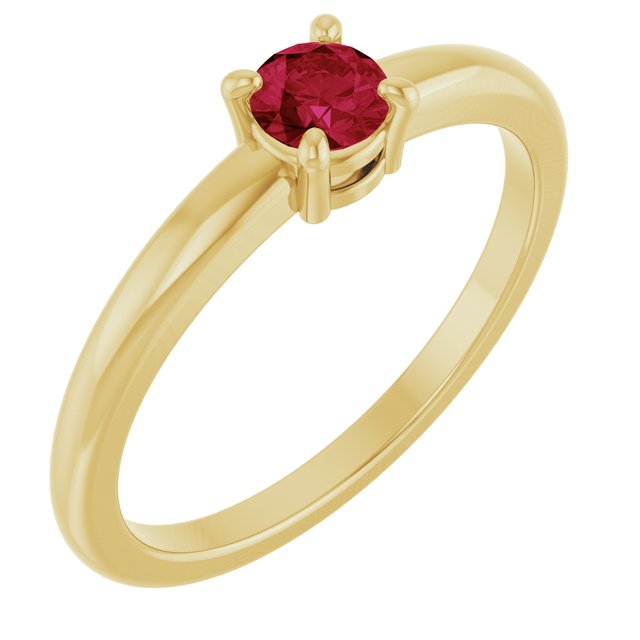 14K Yellow Or White Gold Or Sterling Silver Round 4 Mm Polished Natural Solitaire Ring