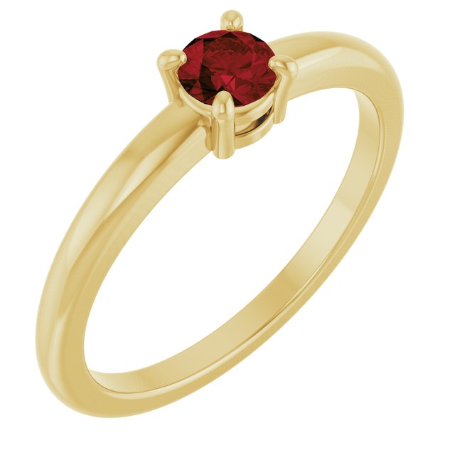 14K Yellow Or White Gold Or Sterling Silver Round 4 Mm Polished Natural Solitaire Ring