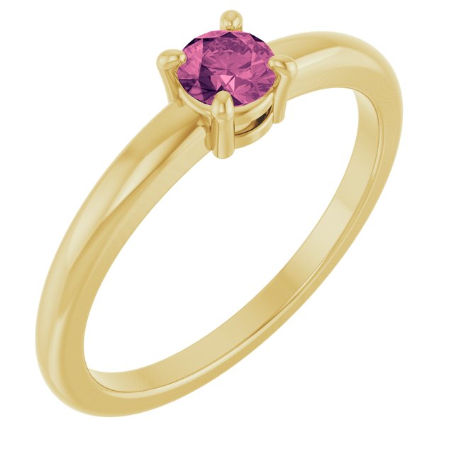 14K Yellow Or White Gold Or Sterling Silver Round 4 Mm Polished Natural Solitaire Ring