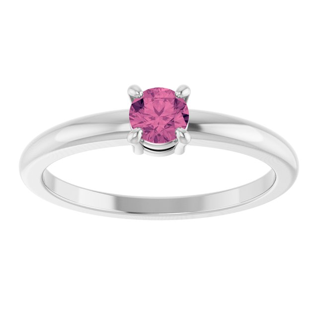 14K Yellow Or White Gold Or Sterling Silver Round 4 Mm Polished Natural Solitaire Ring