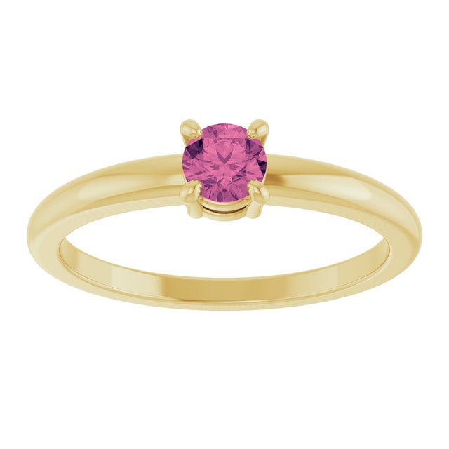 14K Yellow Or White Gold Or Sterling Silver Round 4 Mm Polished Natural Solitaire Ring