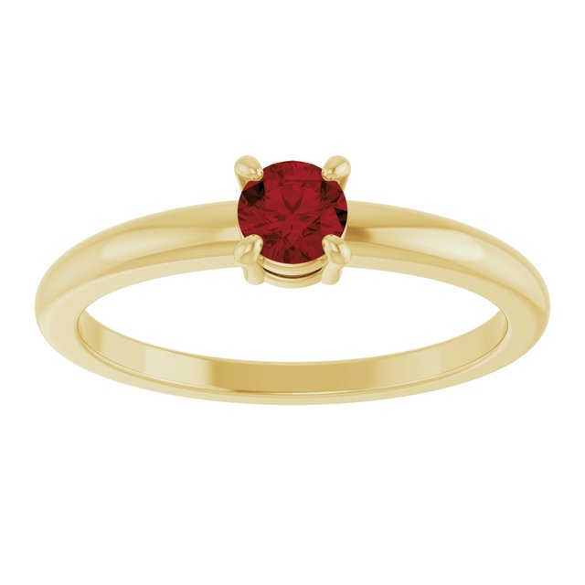 14K Yellow Or White Gold Or Sterling Silver Round 4 Mm Polished Natural Solitaire Ring