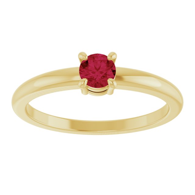 14K Yellow Or White Gold Or Sterling Silver Round 4 Mm Polished Natural Solitaire Ring