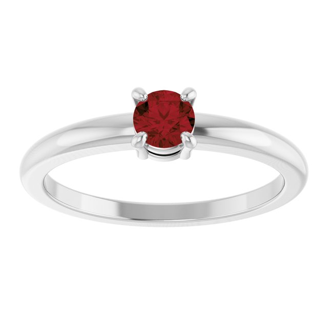 14K Yellow Or White Gold Or Sterling Silver Round 4 Mm Polished Natural Solitaire Ring