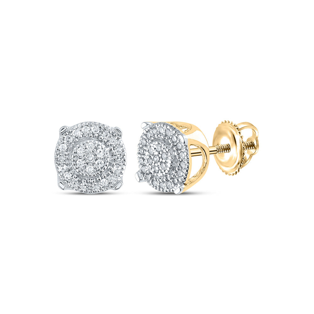 10K White Or Yellow Gold Womens Round Diamond Cluster Earrings