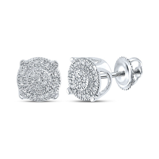 10K White Or Yellow Gold Womens Round Diamond Cluster Earrings