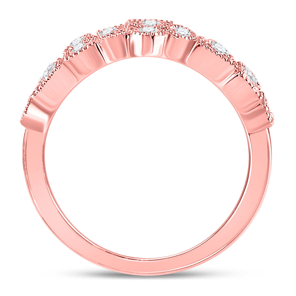 10K Rose Gold Womens Round Diamond Geometric Band Ring 5/8 Cttw, Womens Size: 5-10