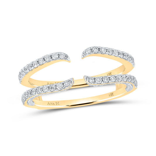 14K Yellow Gold Womens Round Diamond Wrap Ring Guard Enhancer 1/2 Cttw, Womens Size: 5-10