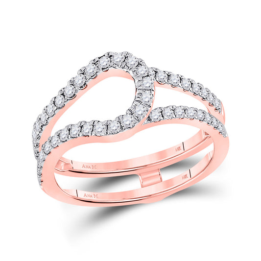 14K Rose Gold Womens Round Diamond Wrap Ring Guard Enhancer 1/2 Cttw, Womens Size: 5-10