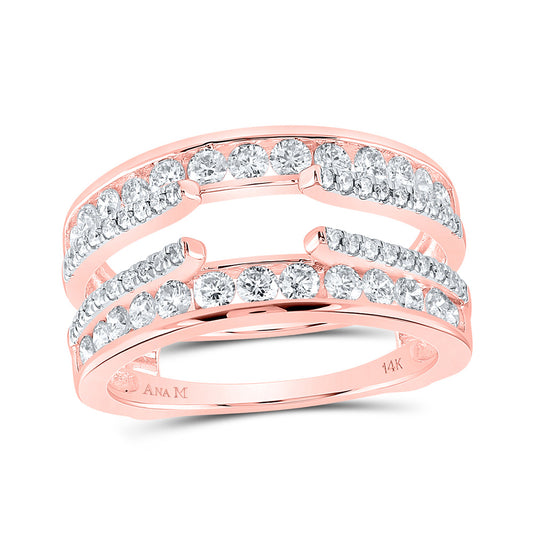 14K Rose Gold Womens Round Diamond Wrap Ring Guard Enhancer 1 Cttw, Womens Size: 5-10