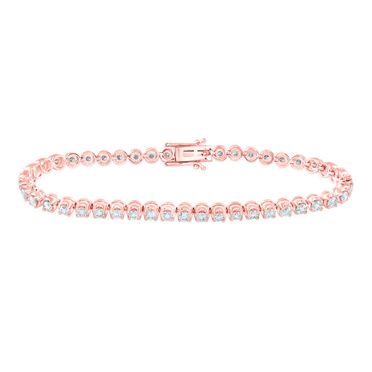 14K Rose Gold Womens Round Diamond Tennis Bracelet 4 Cttw