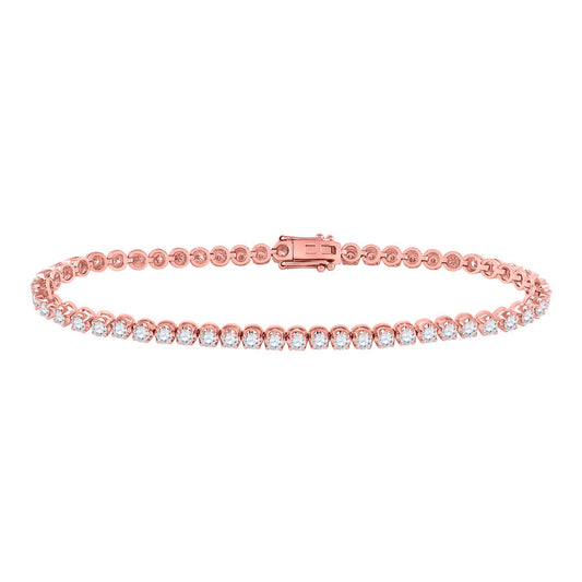 14K Rose Or Yellow Gold Womens Round Diamond Classic Tennis Bracelet