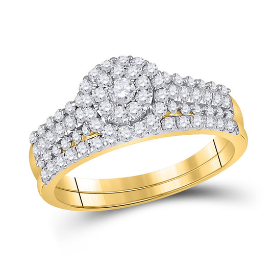 10K Yellow Gold Round Diamond Bridal Wedding Ring Band Set 3/4 Cttw, Womens Size: 5-10