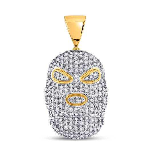 10K Yellow Gold Mens Round Diamond Hood Mask Charm Pendant 5/8 Cttw, Length: 1.3 In, Width: 0.66 In