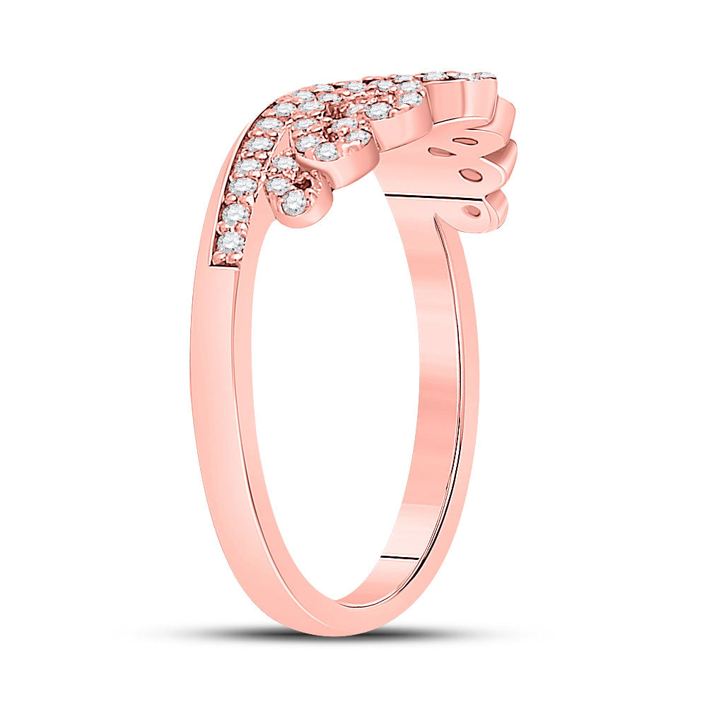 10K Rose Gold Womens Round Diamond Fashion Crown Band Ring 1/3 Cttw, Womens Size: 5-10