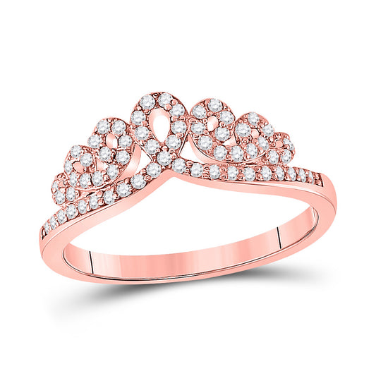 10K Rose Gold Womens Round Diamond Fashion Crown Band Ring 1/3 Cttw, Womens Size: 5-10