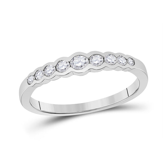 10K White Gold Womens Round Diamond Stackable Band Ring 1/3 Cttw, Womens Size: 5-10
