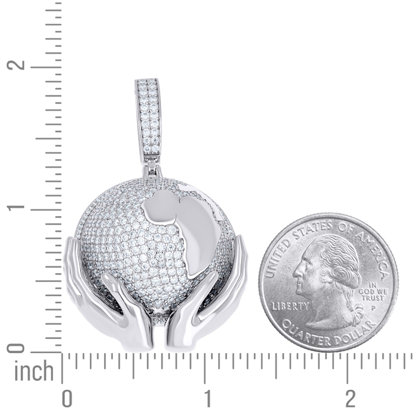 Sterling Silver Mens Moissanite World Map Charm Pendant – Elegant Jewelry Gift for Birthday, Anniversary, Engagement, Wedding