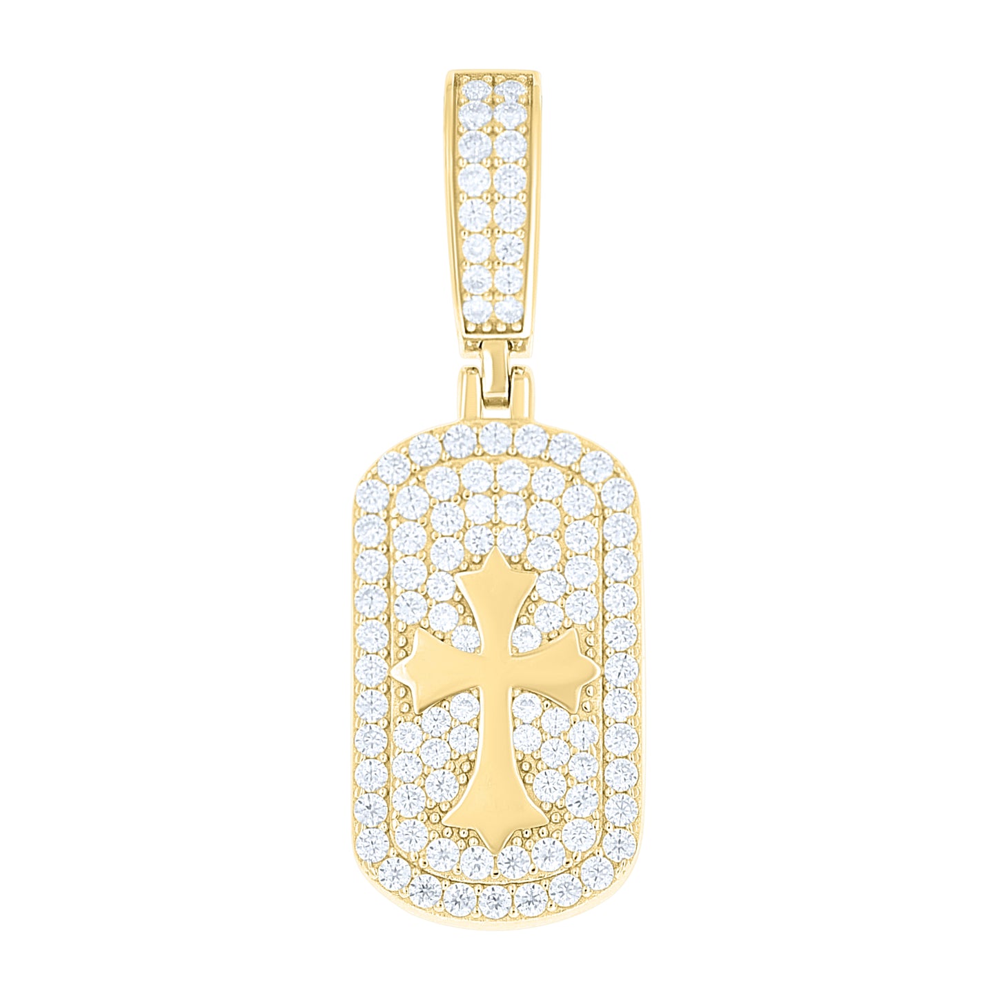 Sterling Silver Mens Round Moissanite Cross Religious Dog Tag Pendant – Elegant Jewelry Gift for Birthday, Anniversary, Engagement, Wedding