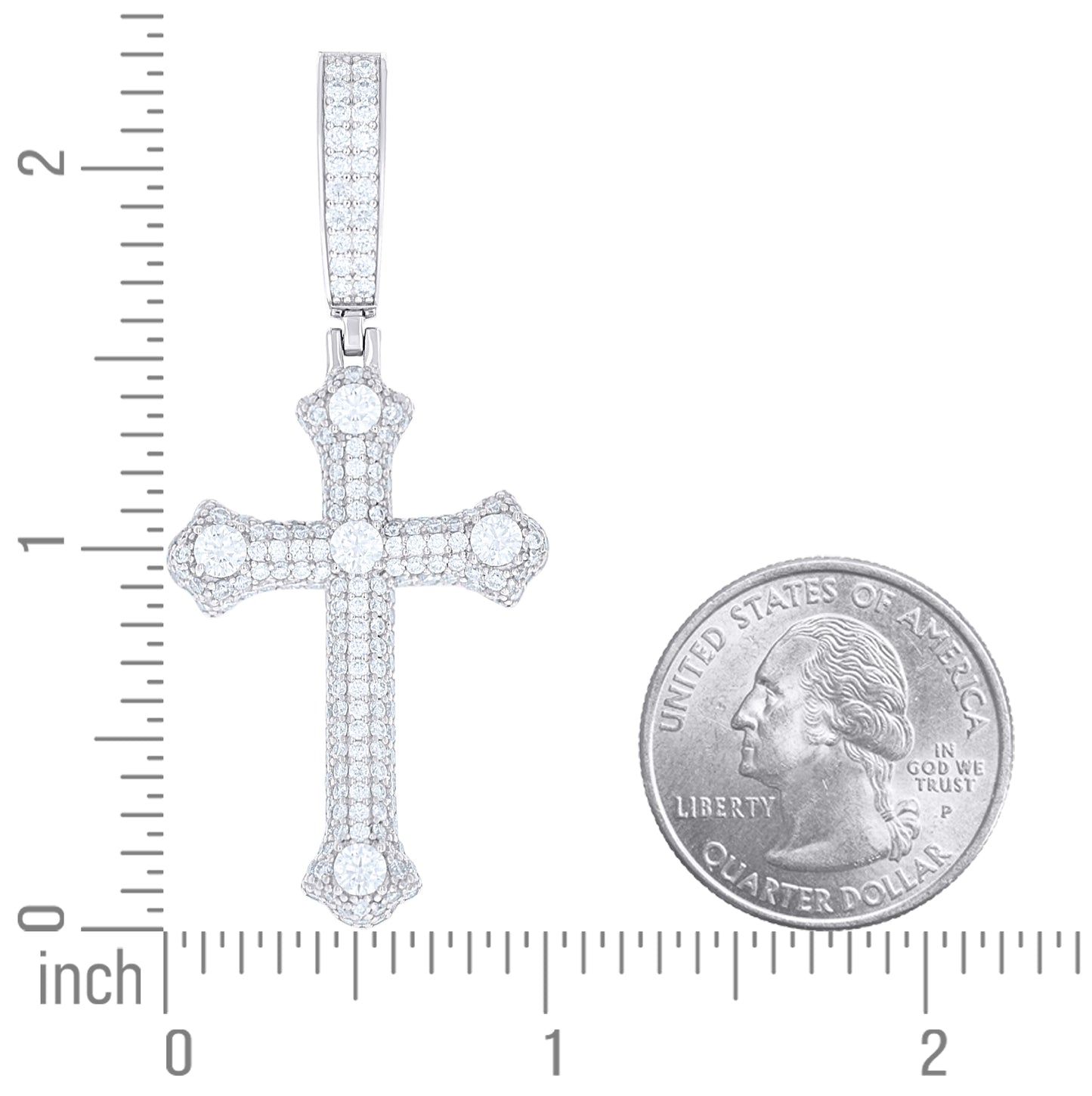 Sterling Silver Mens Round Moissanite Cross Religious Pendant – Elegant Jewelry Gift for Birthday, Anniversary, Engagement, Wedding