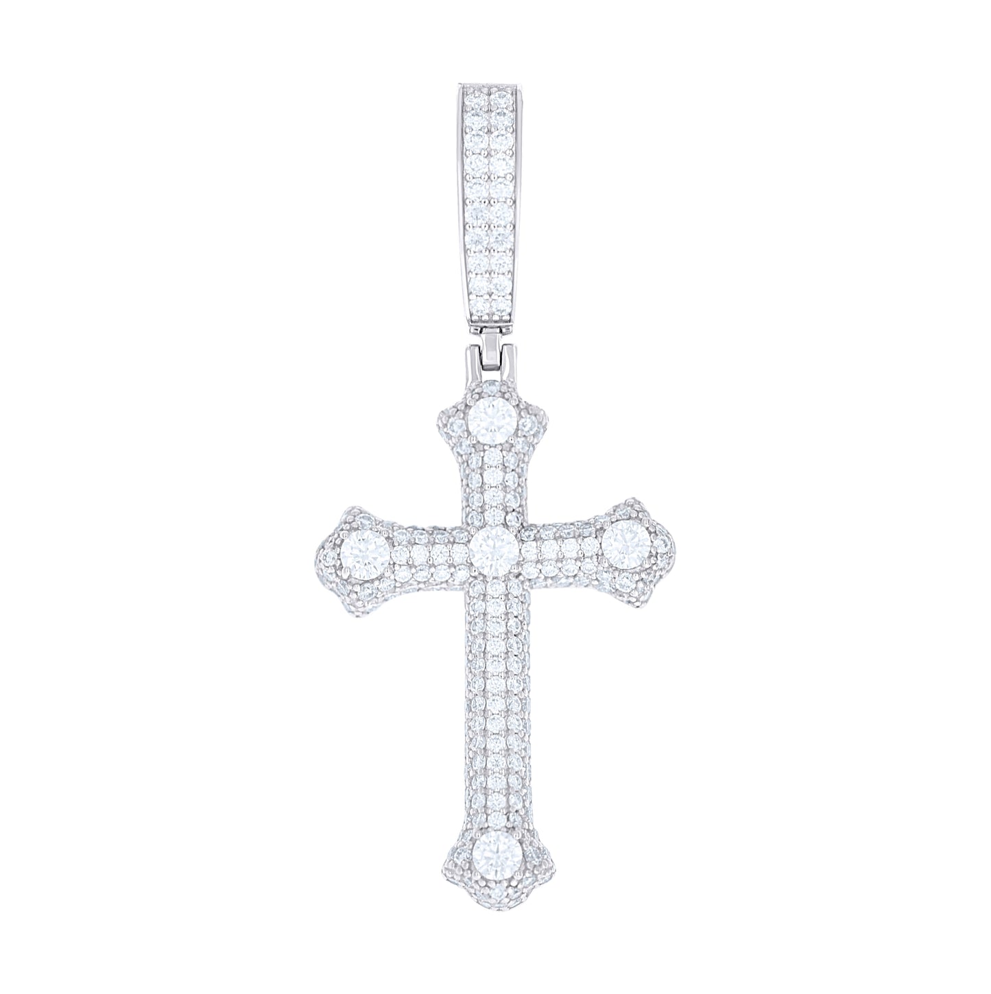Sterling Silver Mens Round Moissanite Cross Religious Pendant – Elegant Jewelry Gift for Birthday, Anniversary, Engagement, Wedding